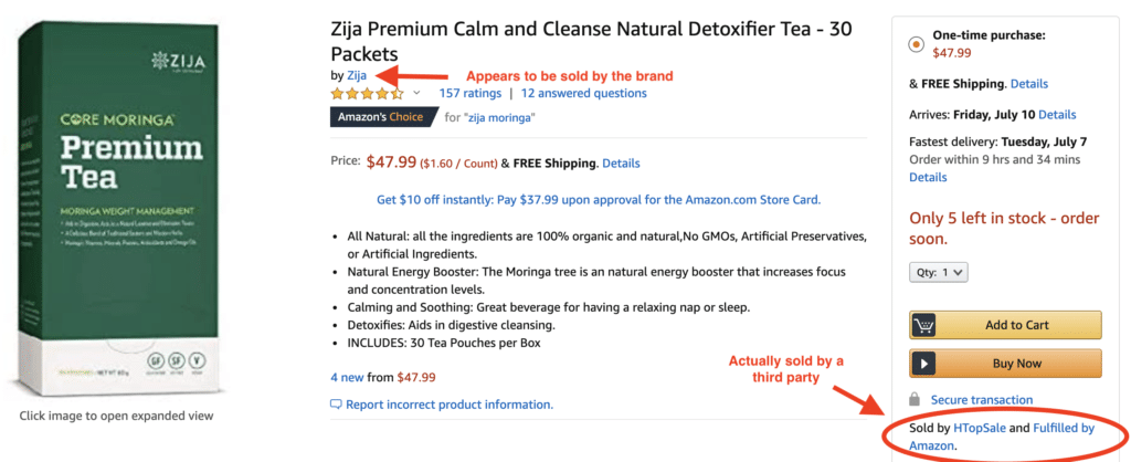 Moringa Powder Amazon Example - Zija Premium Sold by Third Party